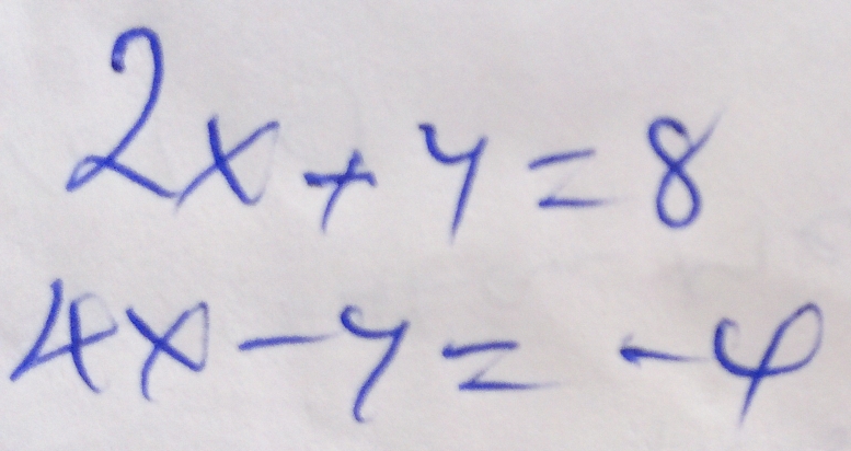 2x+y=8
4x-y=-4