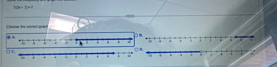 7(3x+1)<7</tex> 
Choose the correct graph