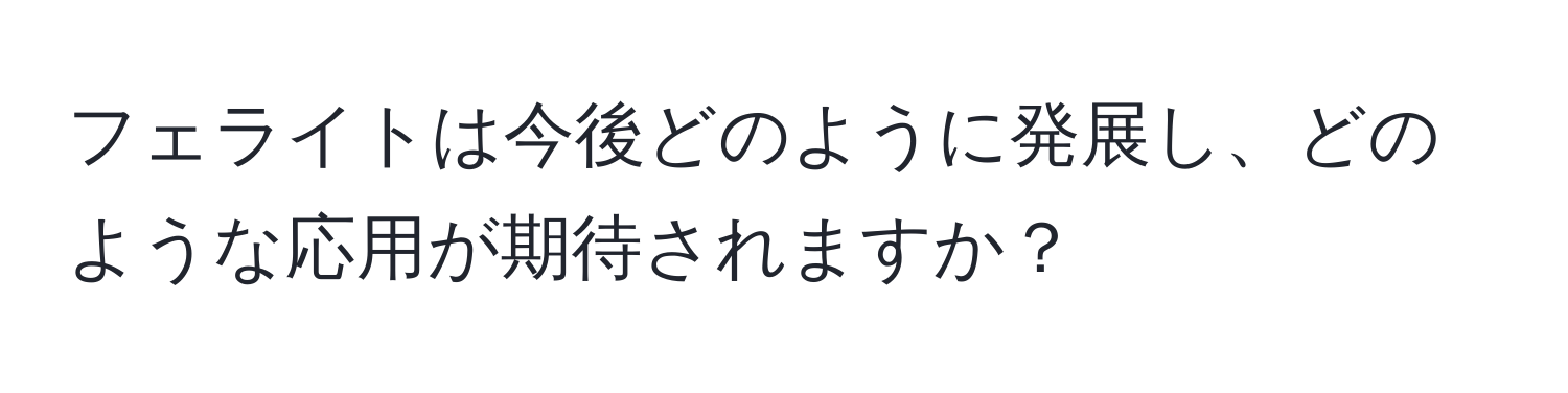 フェライトは今後どのように発展し、どのような応用が期待されますか？