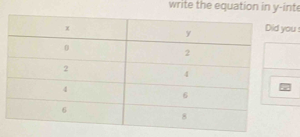 write the equation in y -inte 
ou