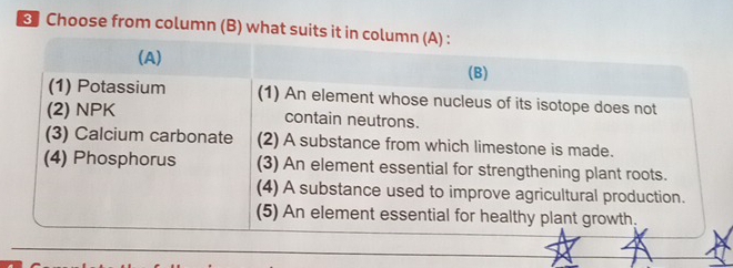 Choose from column (B) w