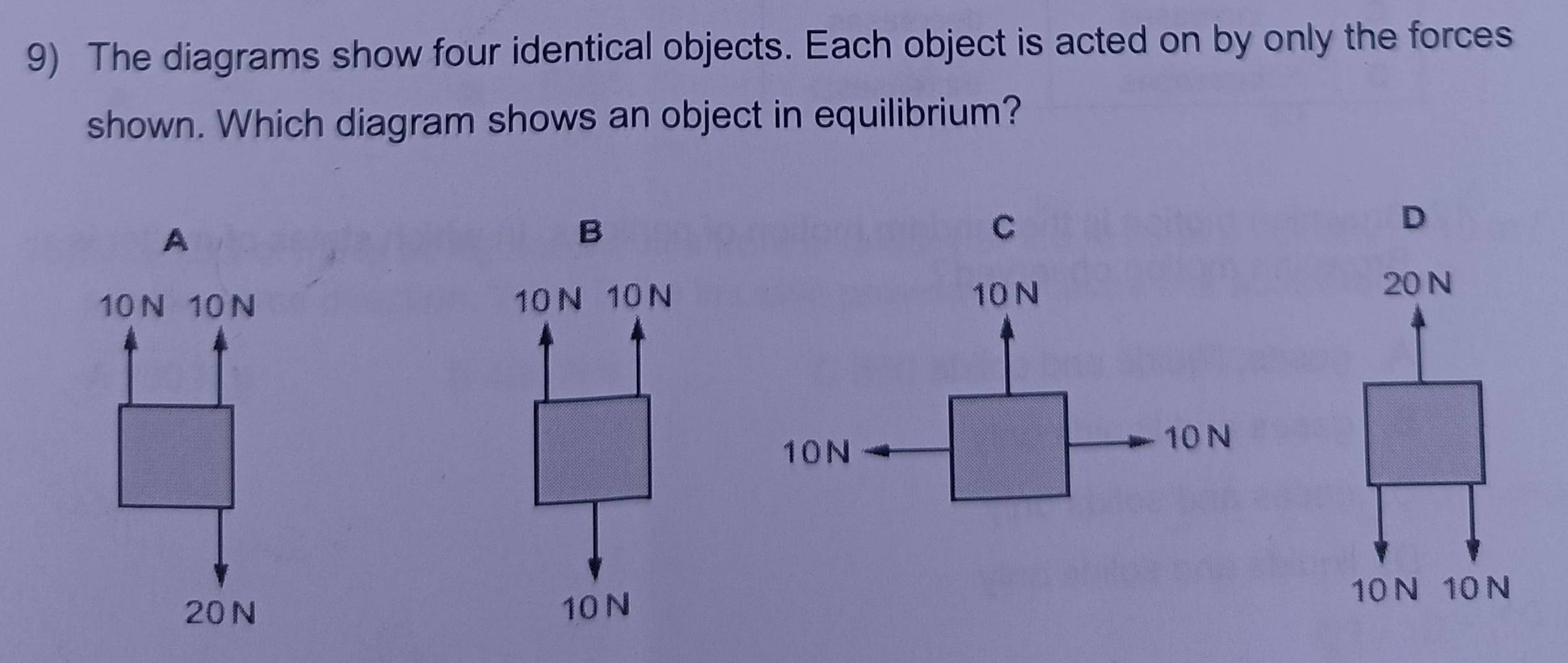 Solved: The diagrams show four identical objects. Each object is acted ...