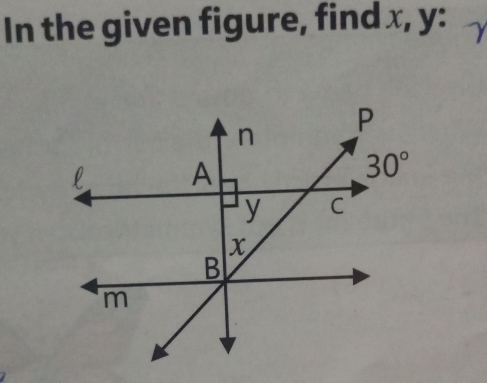 In the given figure, find x, y: