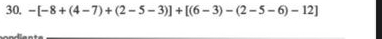 30, -[-8+(4-7)+(2-5-3)]+[(6-3)-(2-5-6)-12]