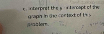 Interpret the y-intercept of the 
graph in the context of this 
problem.