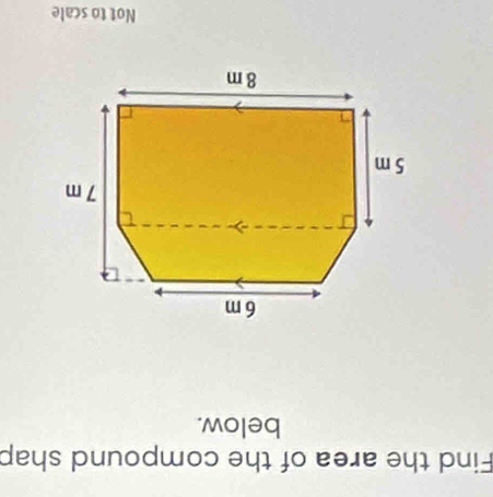 Find the area of the compound shap 
below. 
Not to scale