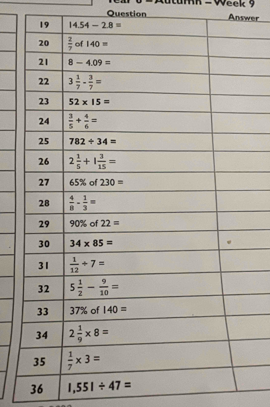 Rutumn - Week 9
Question Answer
36