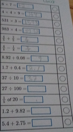 6 × 7 = 1
 1/5 