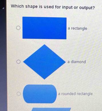 Solved: Which shape is used for input or output? a rounded rectangle [Math]