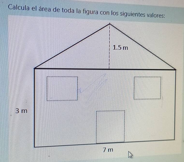 Calcula el área de toda la figura con los siguientes valores: