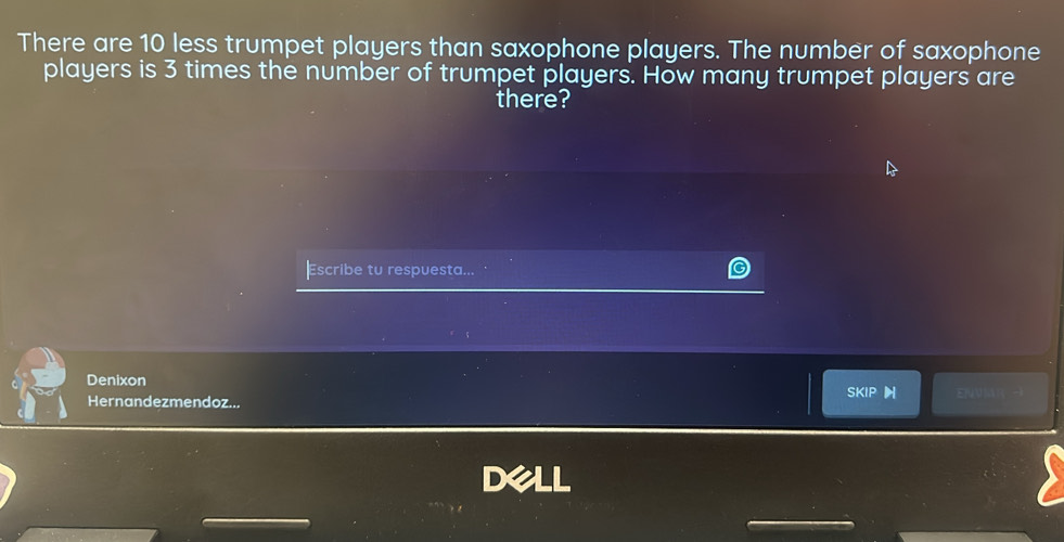 Solved: There are 10 less trumpet players than saxophone players. The ...