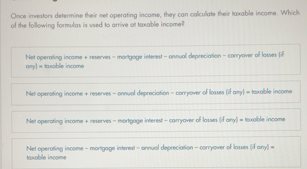 Solved: Once investors determine their net operating income, they can ...