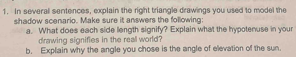 Solved: In several sentences, explain the right triangle drawings you ...