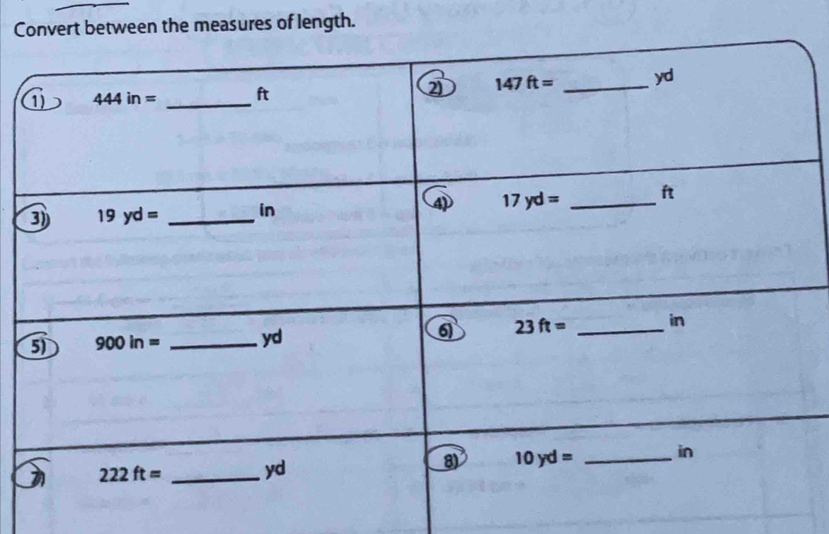 Ctween the measures of length.
(