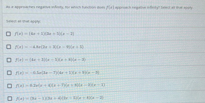 f(x)=(9x-1)(3x+4)(2x-5)(x+8)(x-2)