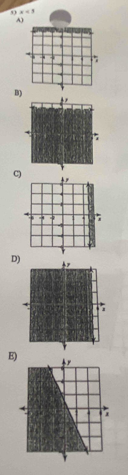 x<5</tex> 
A)
-2
x
B) 
C) 
D)
E