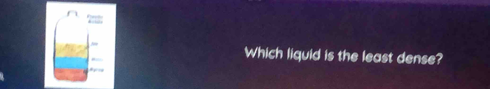 Which liquid is the least dense? 
# =