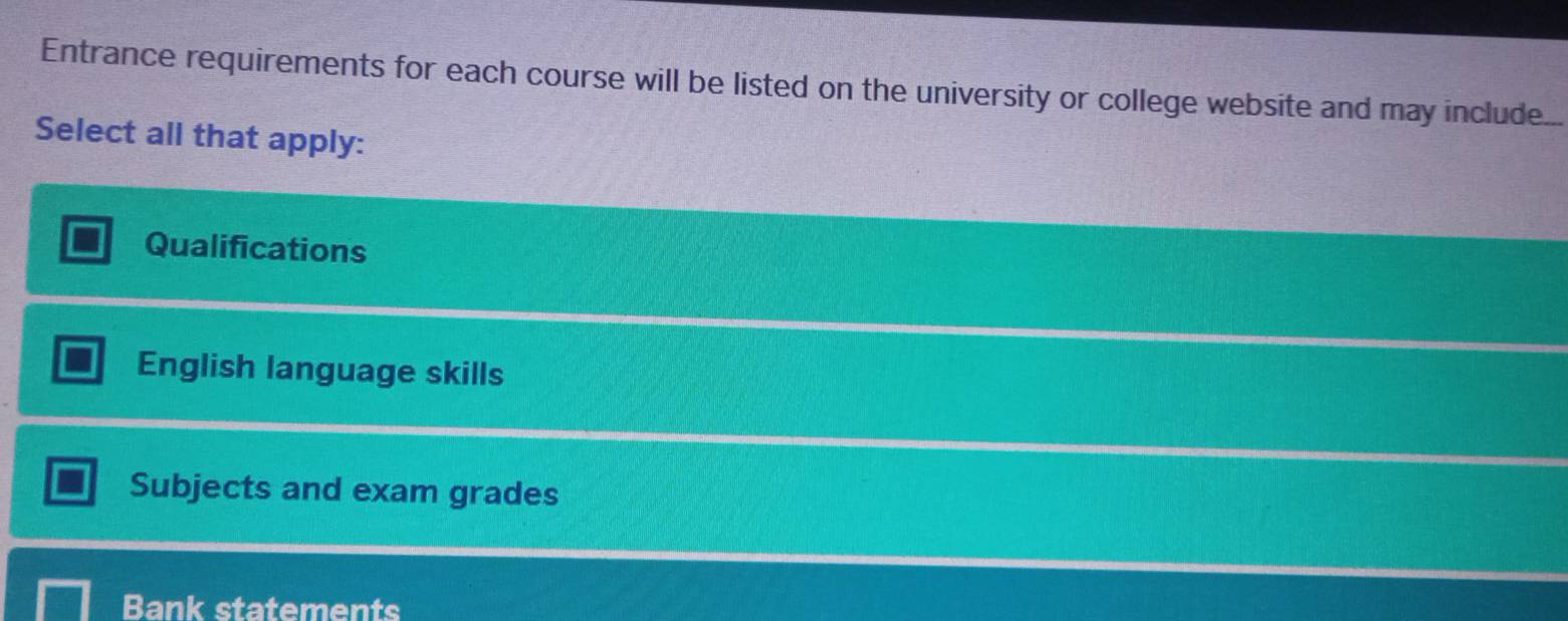 Solved: Entrance requirements for each course will be listed on the ...