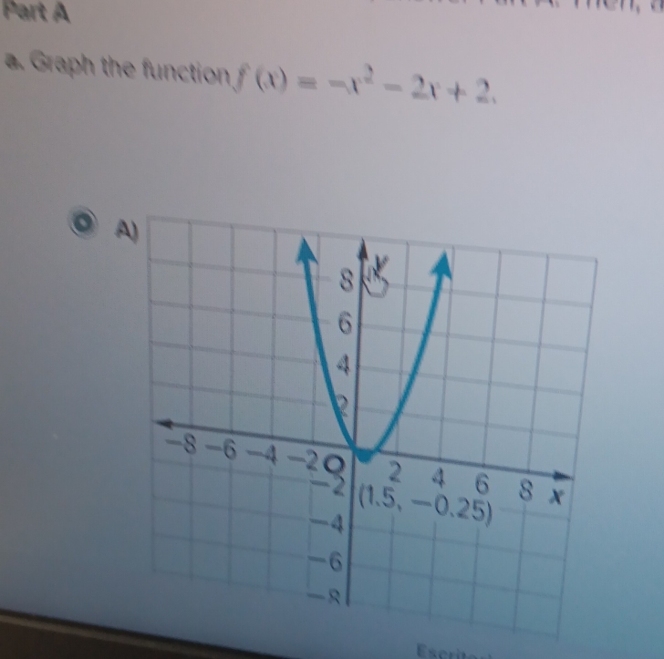 Graph the function f(x)=-x^2-2x+2. 
A