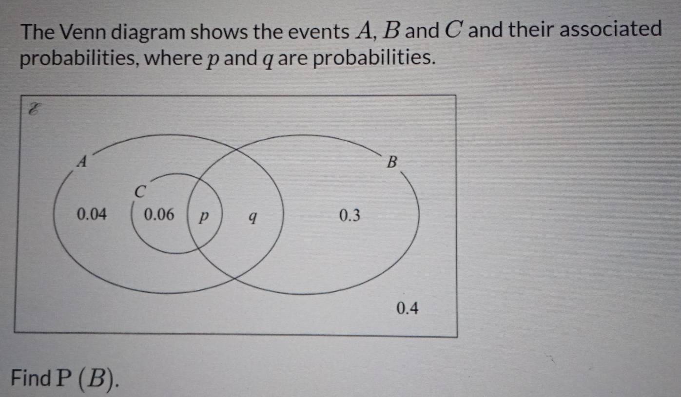 Solved: The Venn diagram shows the events A, B and C and their ...