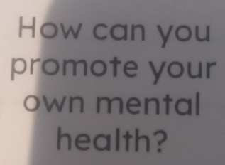 How can you 
promote your 
own mental 
health?