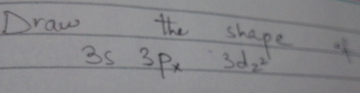 Draw the shape of
3s3px3dz^2