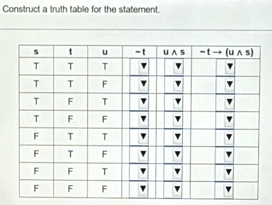 Construct a truth table for the statement.