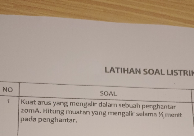 LATIHAN SOAL LISTRIK