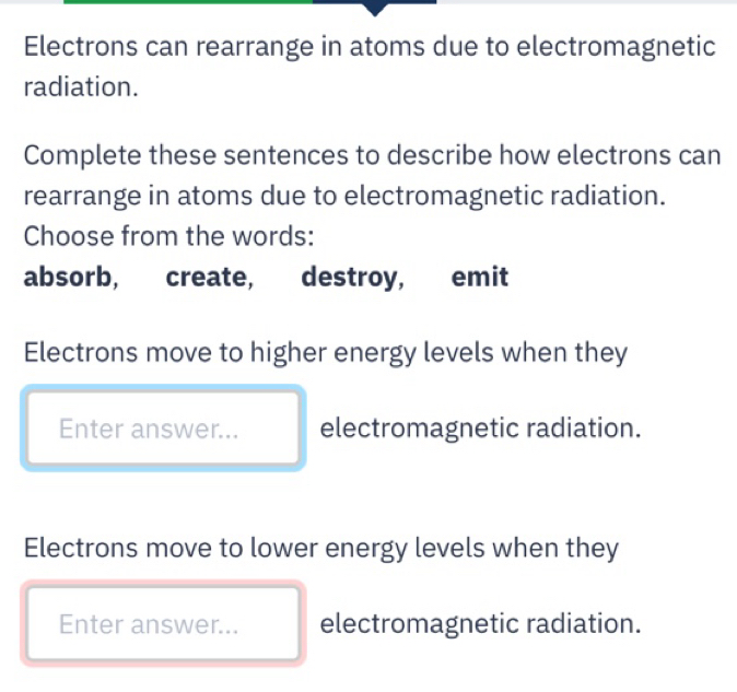 Solved: Electrons can rearrange in atoms due to electromagnetic ...