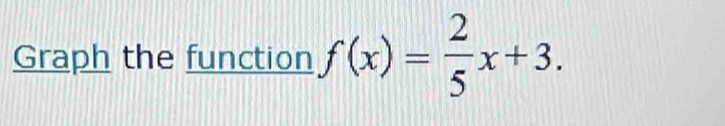 Graph the function f(x)= 2/5 x+3.