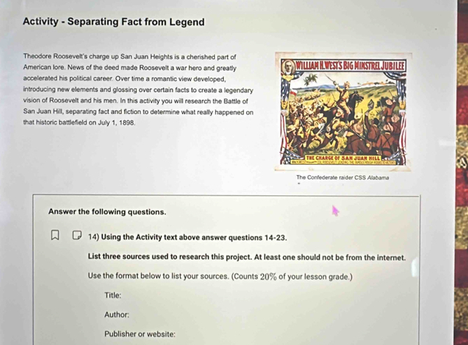 Solved: Activity - Separating Fact from Legend Theodore Roosevelt's ...