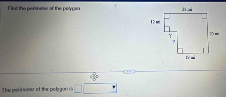 Find the perimeter of the polygon. 
The perimeter of the polygon is