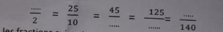  (...)/2 = 25/10 = 45/... = 125/... = (...)/140 