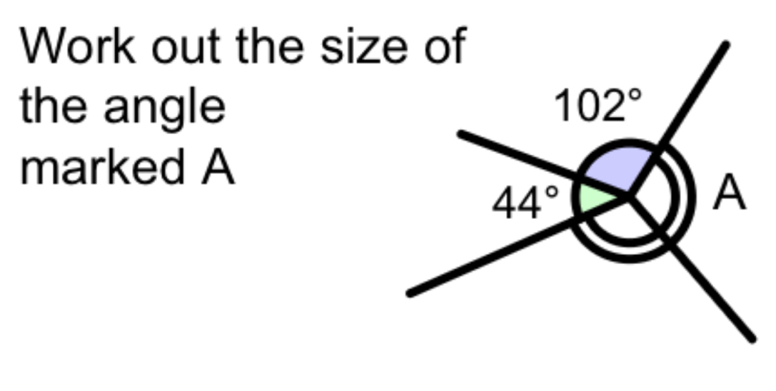 Work out the size of
the angle
marked A