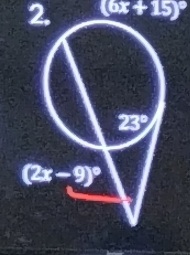 (6x+15)^circ 
23°
(2x-9)^circ 