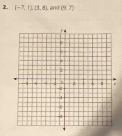 (-7,1), (3,8) , and (9,7)