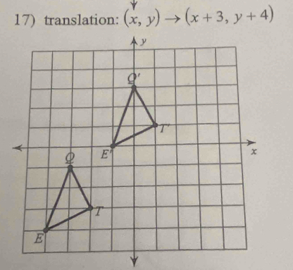 translation: (x,y)to (x+3,y+4)