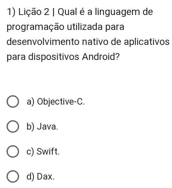 Resolvido:Lição 2 | Qual é a linguagem de programação utilizada para ...