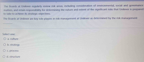 Solved: The Boards at Unilever regularly review risk areas, including ...