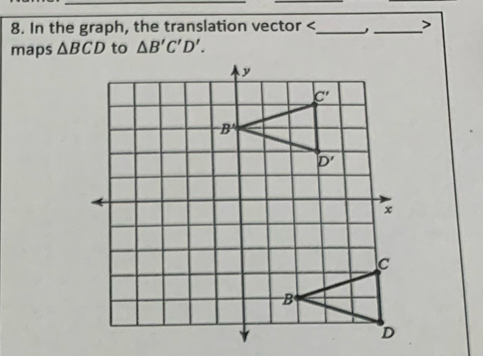 In the graph, the translation vector △ BCD to △ B'C'D'.