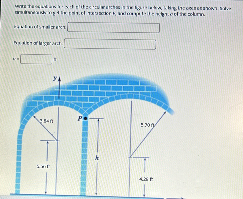 Write the equations for each of the circular arches in the figure below ...