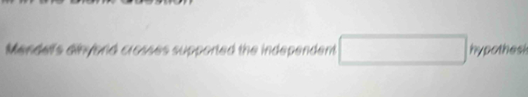 Mendel's dinyand crosses supported the independent □ h oot 95°