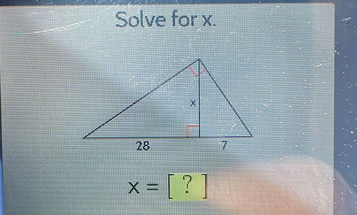 Solve for x.
x= beginbmatrix ?endbmatrix