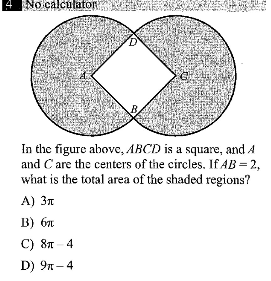 Solved: No calculator In the figure above, ABCD is a square, and A and ...