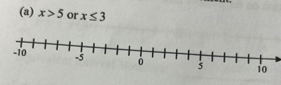 x>5 or x≤ 3