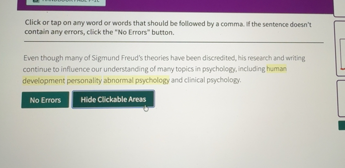 Gelöst:Click or tap on any word or words that should be followed by a ...