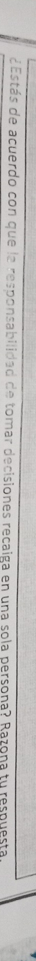 ¿Estás de acuerdo con que la responsabilidad de tomar decisiones recaiga en una sola persona? Razona tu respuesta.