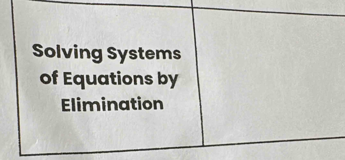 Solving Systems 
of Equations by 
Elimination