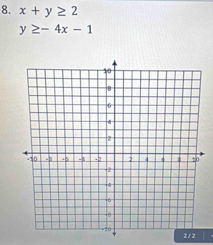 x+y≥ 2
y≥ -4x-1
2/2