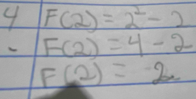 4 F(2)=2^2-2
F(2)=4-2
F(2)=2